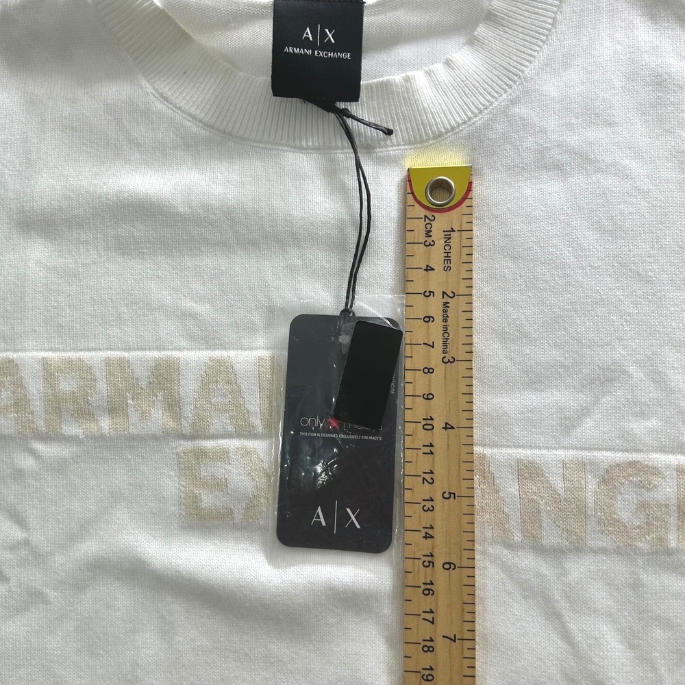 New Armani Exchange Sweater Men's‎ XL Off White Long Sleeve Style  XM001260 - Picture 9 of 14